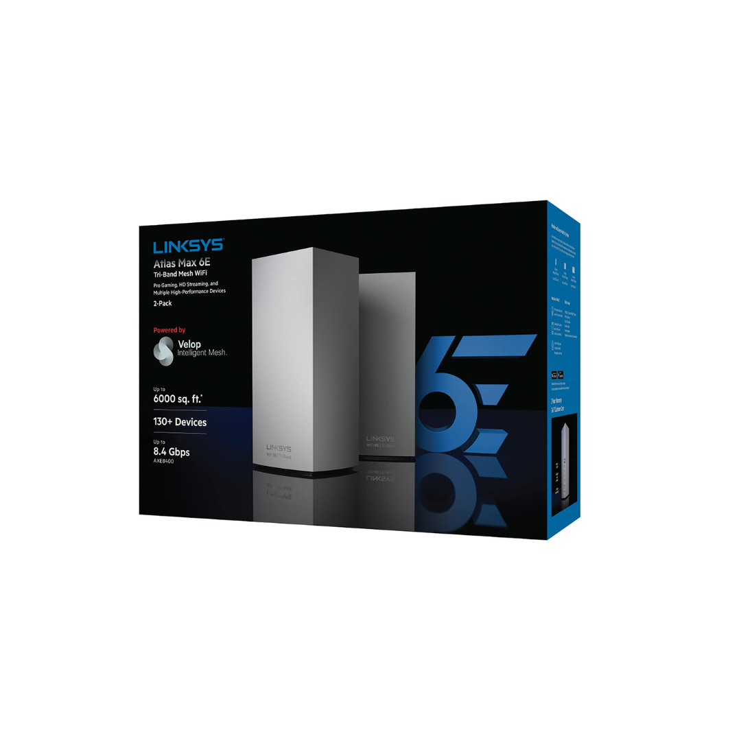 Linksys MX8502 Atlas MAX 6E - Juego de 2 Sistemas de Malla de Triple Banda Wi-Fi 6E