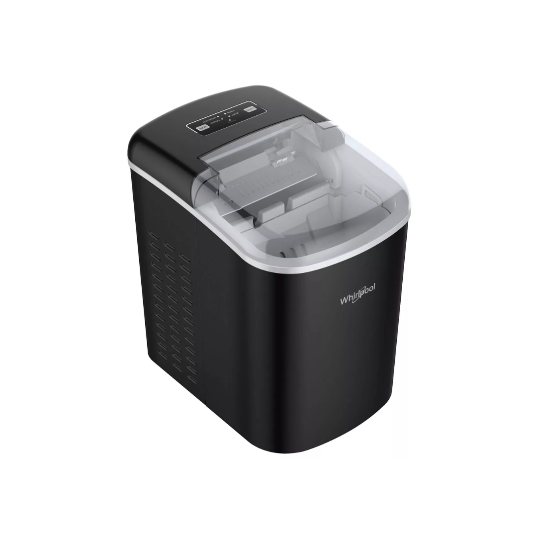 Máquina para fabricar hielo de encimera Whirlpool WHCI26VBA3A: producción diaria de 26 lb, hielo en forma de bala, color negro, almacenamiento de 1,5 lb, 2 tamaños de hielo